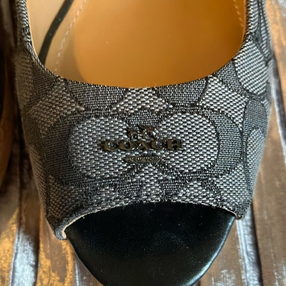 Coach Black Wedge Slingback Women's Shoes Size 10 - Picture 4 of 6